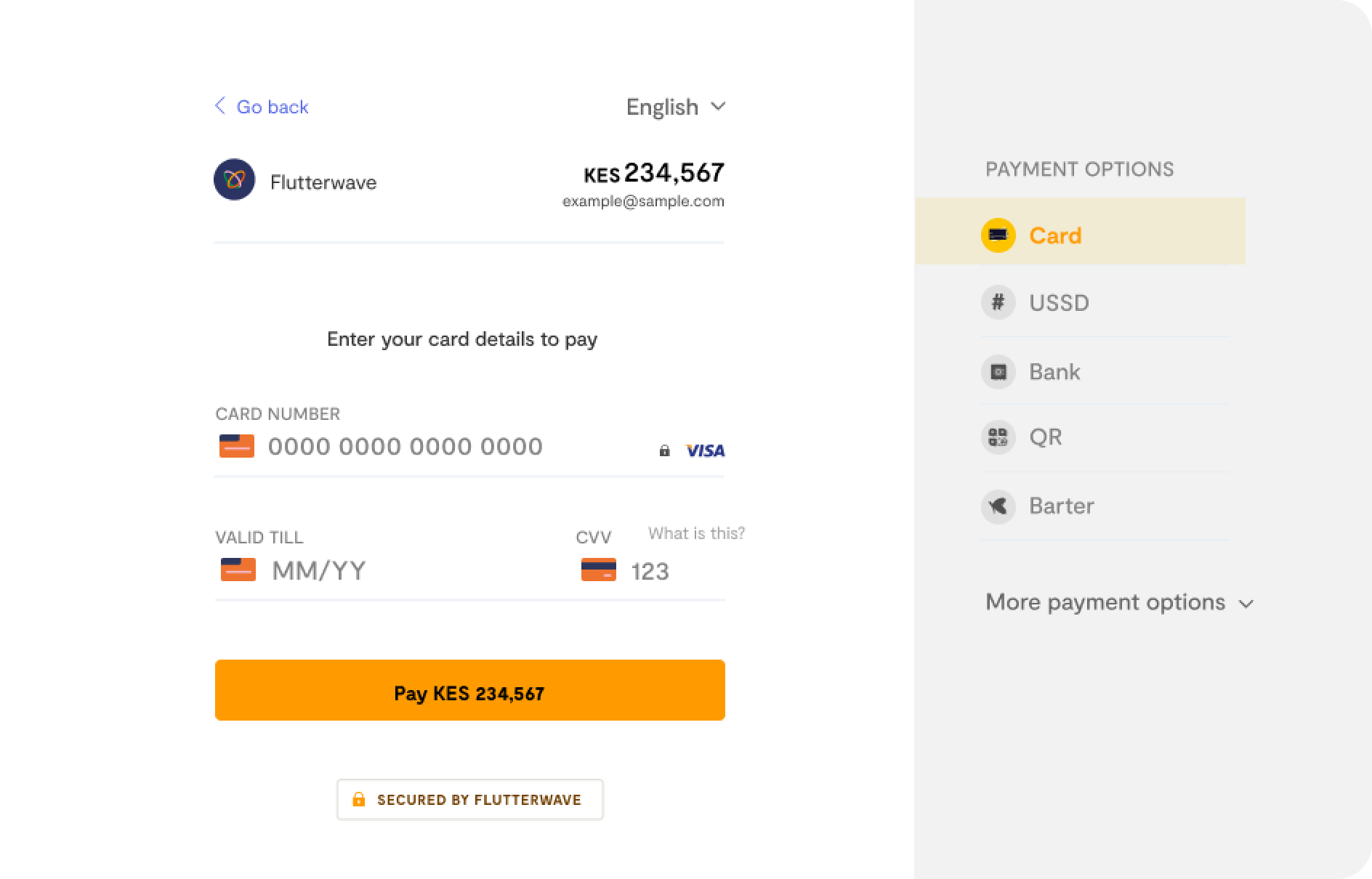 Card payment horizontal mockup