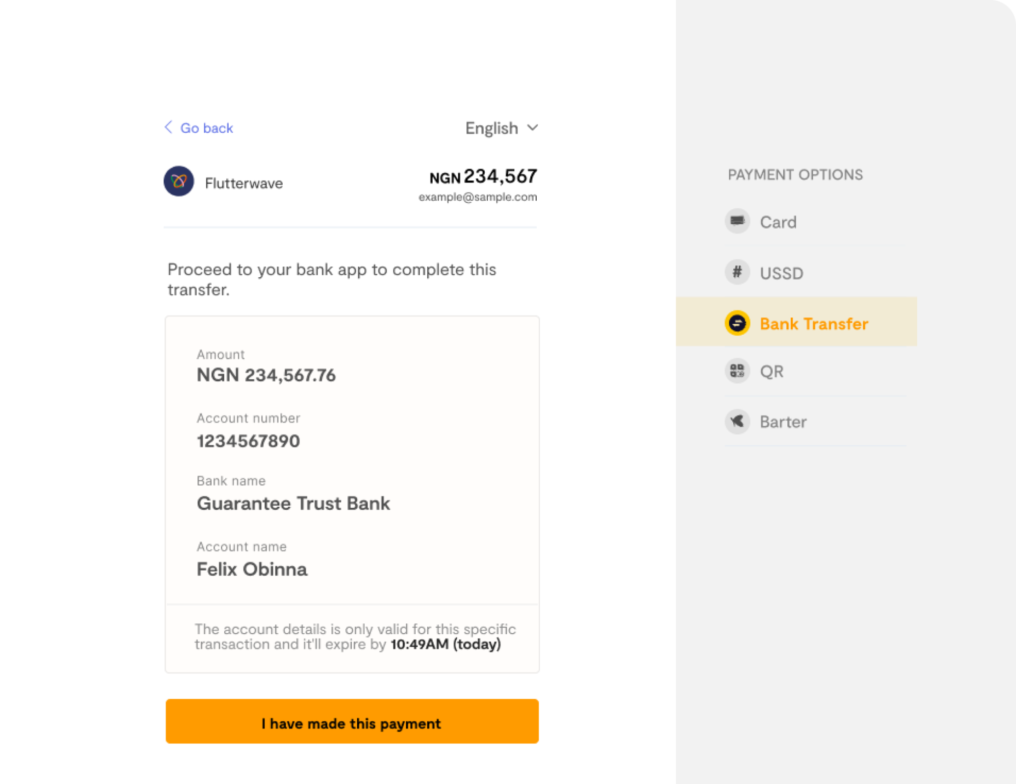 Bank transfer horizontal mockup